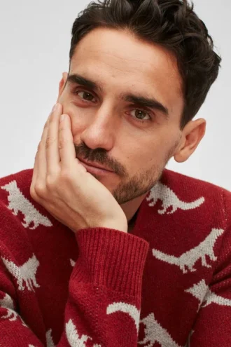 Suéter de cuello redondo con zorro