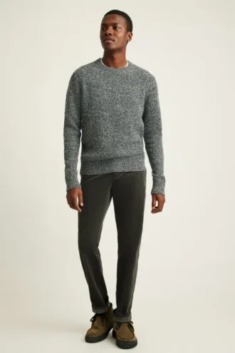 Suéter de cuello redondo de pescador jaspeado