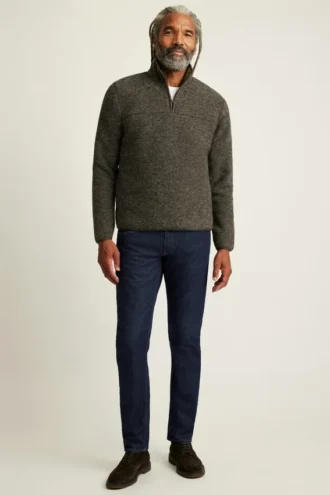 Suéter de lana italiana con media cremallera