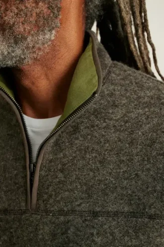 Suéter de lana italiana con media cremallera