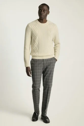 Suéter de punto trenzado de merino extrafino | Suéter de punto trenzado de suave lana merino