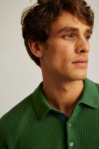 Suéter Polo con punto texturizado