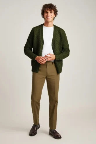 Suéter tipo cárdigan con trenzado